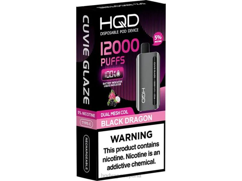 HQD CUVIE GLAZE vaporizador desechable 12000 dragón Negro 84J2132 HQD vape españa