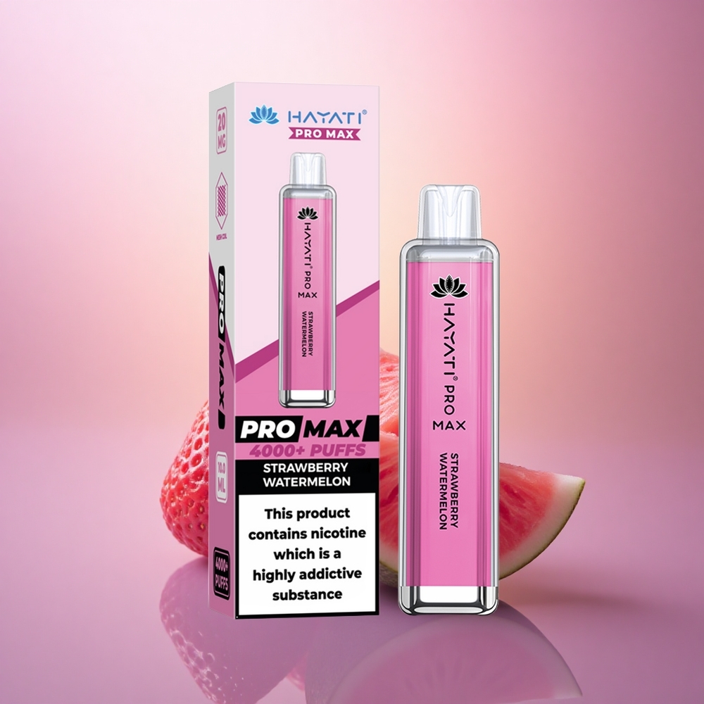 Hayati Pro Max 4000 Puffs Fresa Sandía Dual Coil 1.1 Ohm 1400mAh Recargable