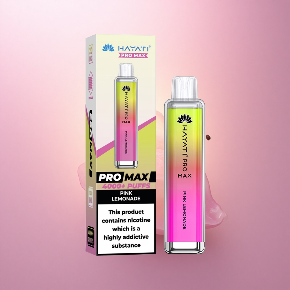 Hayati Pro Max 4000 Puffs Limón Rosa Recargable 1400mAh 5% Nicotina