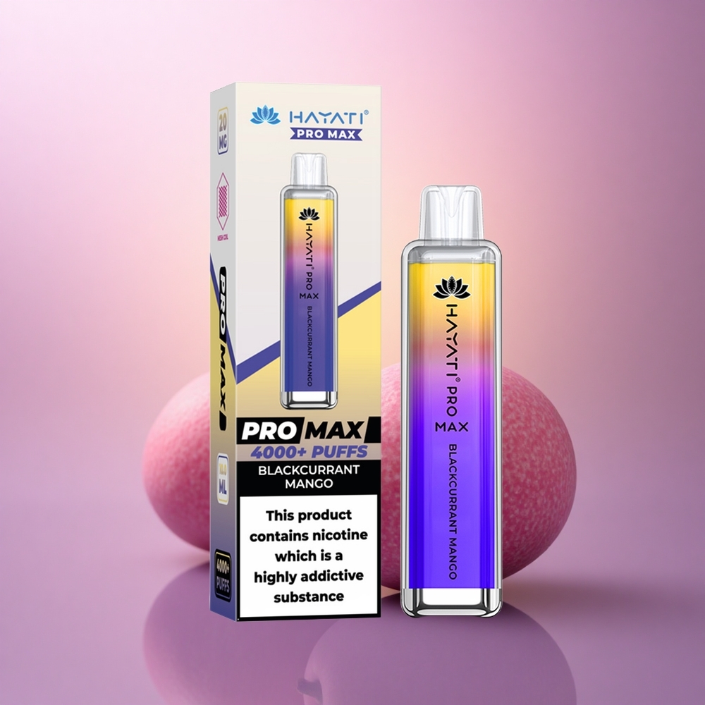 Hayati Pro Max 4000 Puffs Mango Grosella Negra con 5% Nicotina y Batería 1400mAh