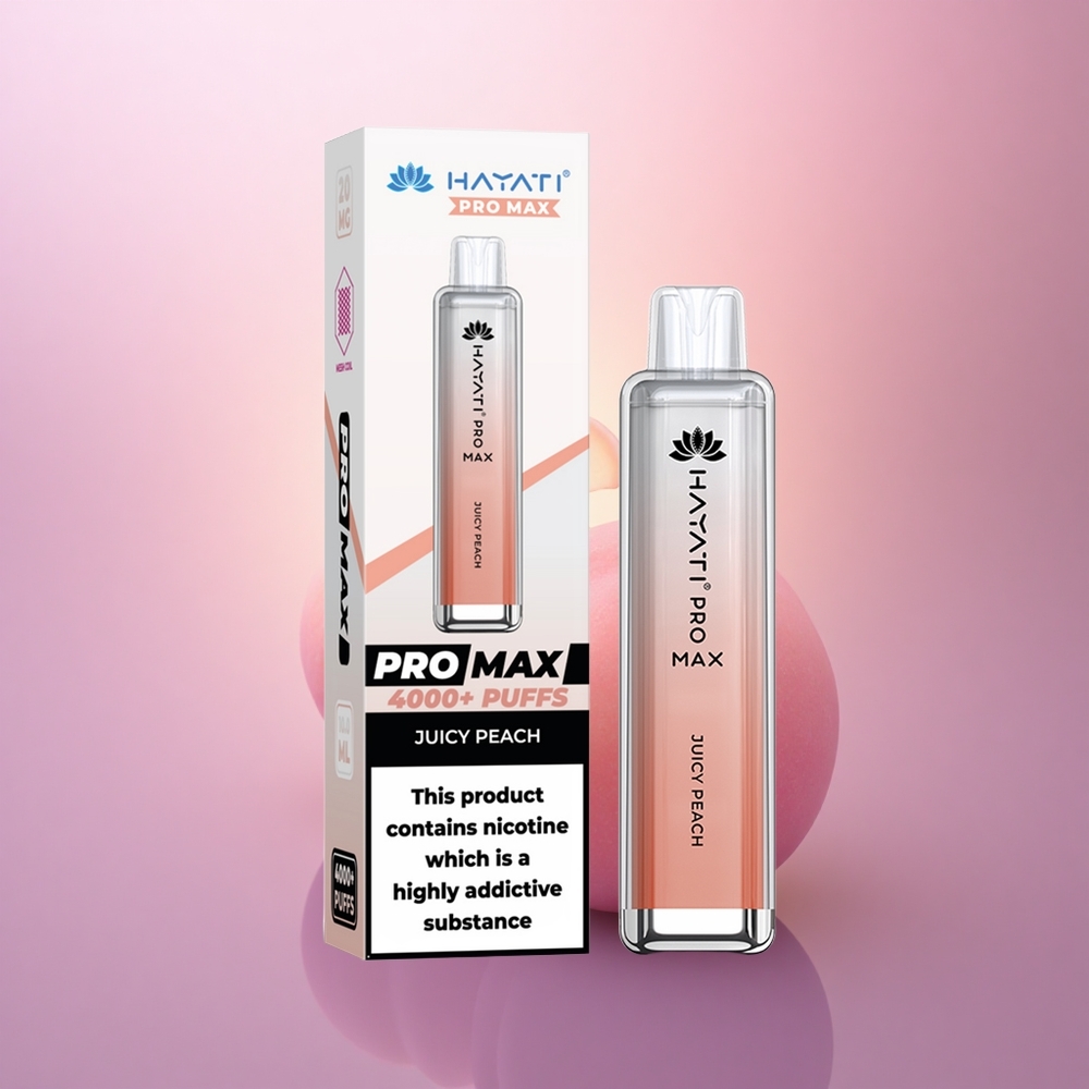Hayati Pro Max 4000 Puffs Melocotón Jugoso 5% Nicotina 1400mAh Recargable