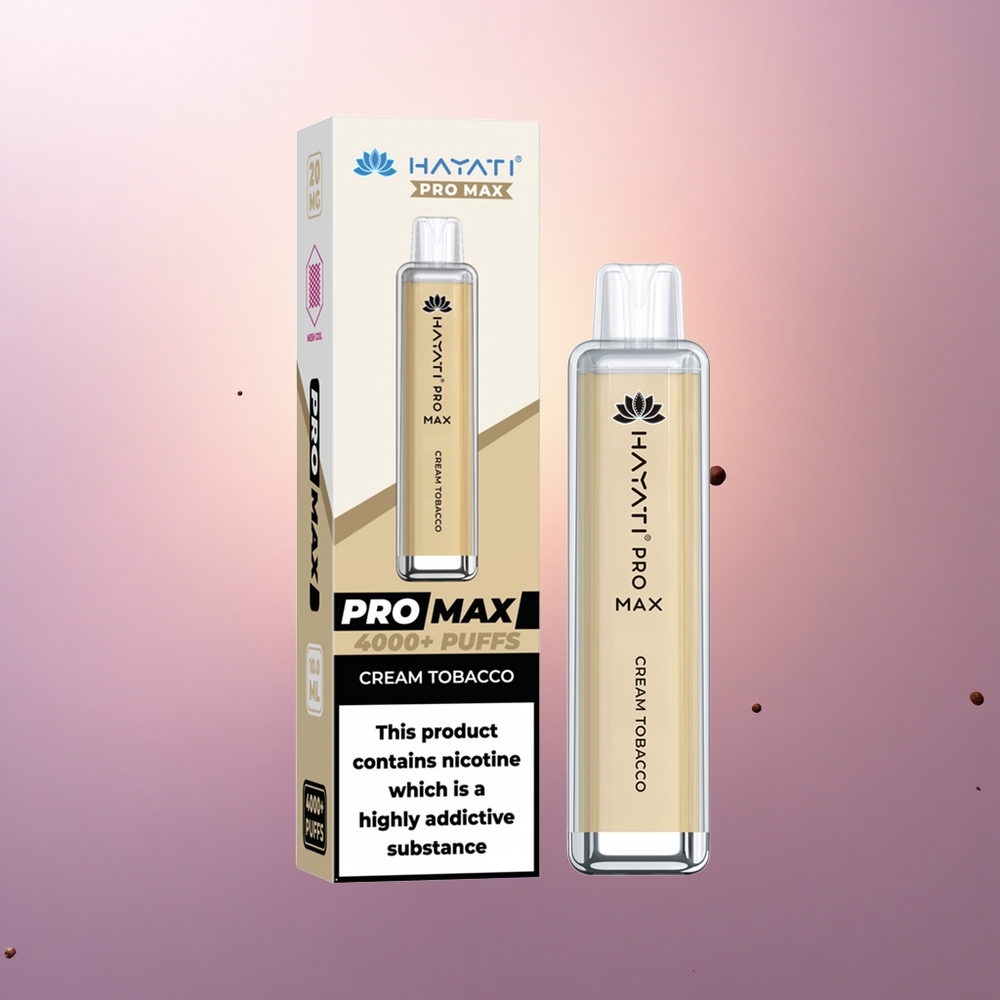 Hayati Pro Max 4000 Puffs Tabaco Crema 5% Nicotina 1400mAh Recargable