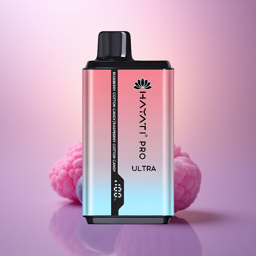 Hayati Pro Ultra 15000 Puffs Algodón de Azúcar de Arándano y Frambuesa con 2% de Nicotina y 850mAh