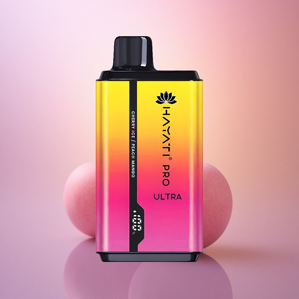 Hayati Pro Ultra 15000 Puffs Cereza Hielo Melocotón Mango 2% Nicotina 850mAh