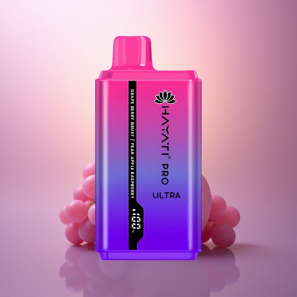 Hayati Pro Ultra 15000 Puffs Explosión de Uva Baya Pera Manzana Frambuesa con 2% de nicotina