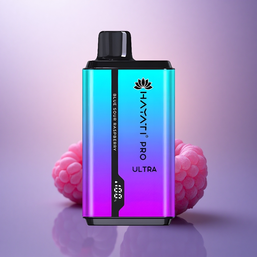 Hayati Pro Ultra 15000 Puffs Frambuesa Ácida Azul con 850mAh y 2% de nicotina
