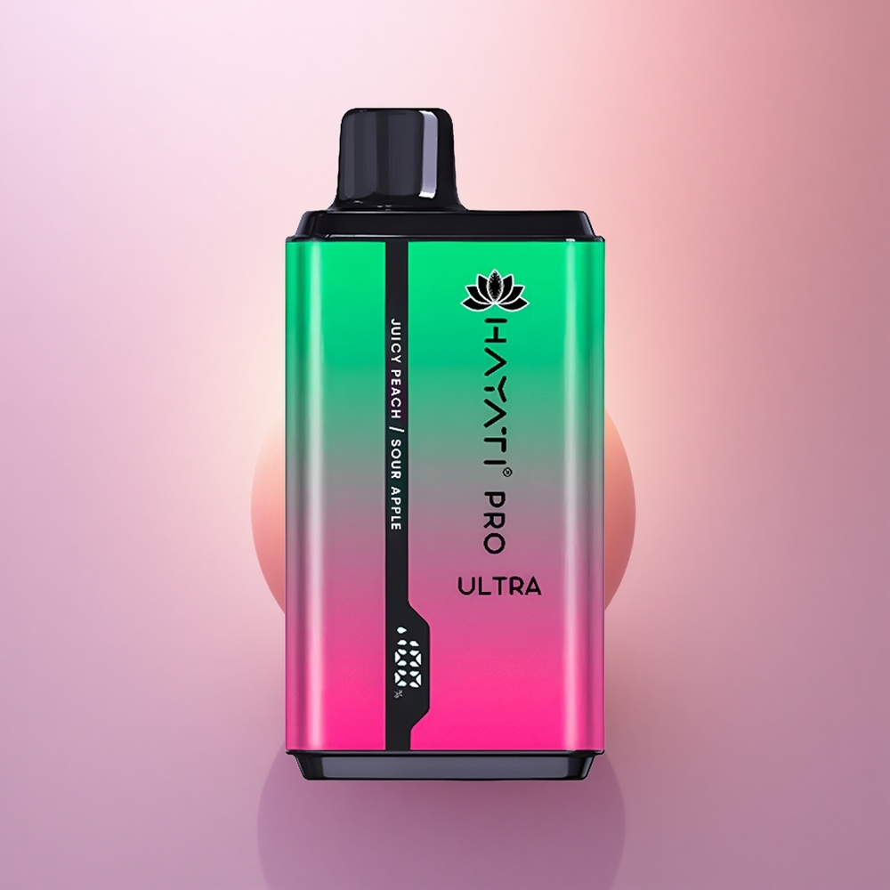 Hayati Pro Ultra 15000 Puffs Manzana Ácida Melocotón Jugoso 850mAh 24ml 2% Nicotina