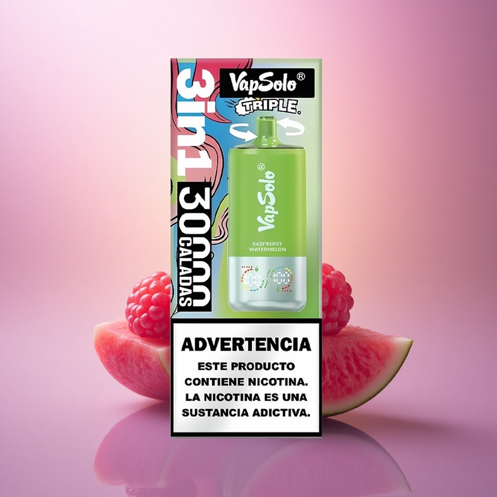 Vapsolo Triple 30000 Puffs Frambuesa Sandía 40ml 20mg Nicotina Tipo-C