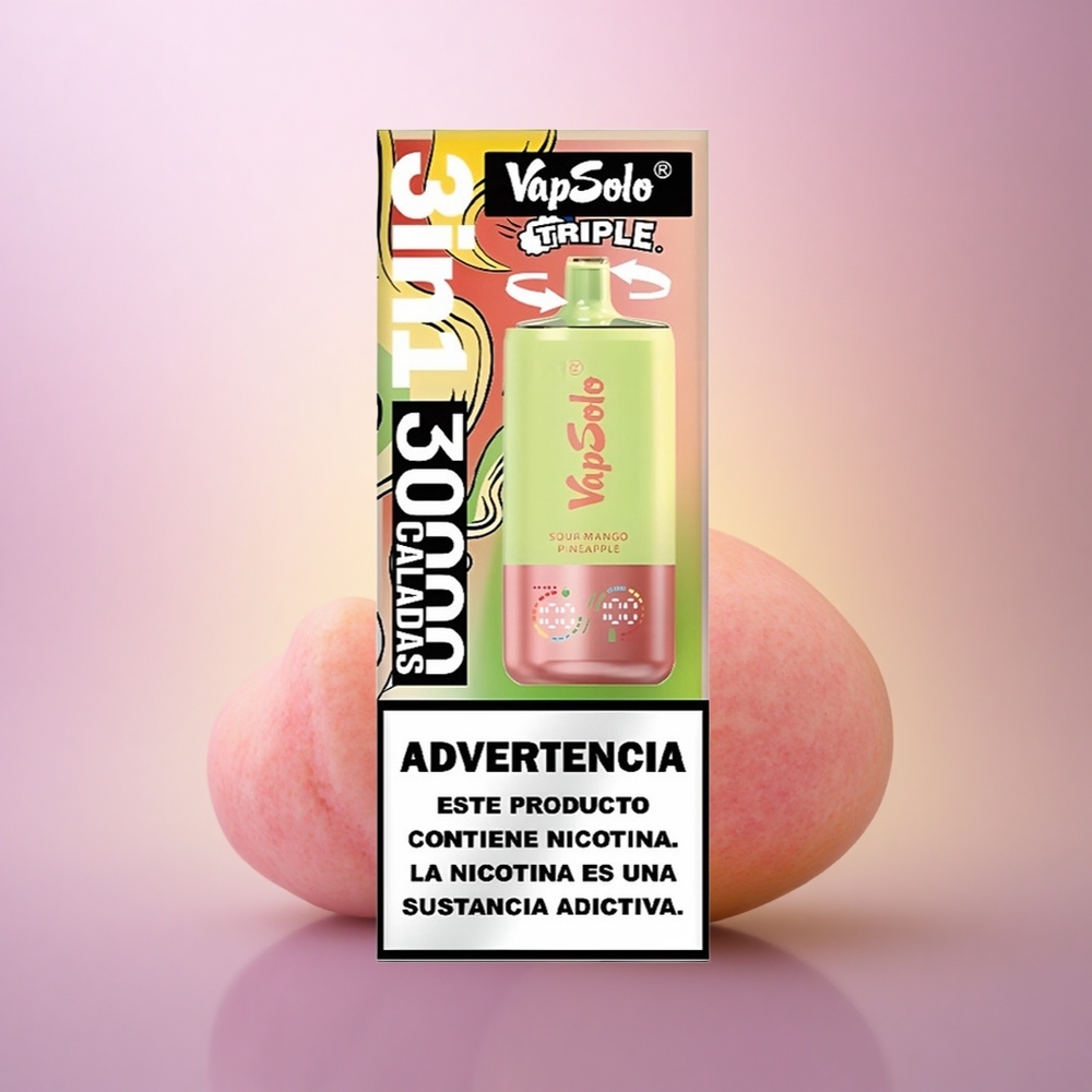 Vapsolo Triple 30000 Puffs Mango Piña Ácido con 40ml de E-Líquido y Nicotina 20mg/ml
