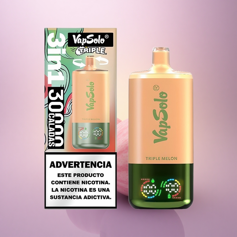 Vapsolo Triple 30000 Puffs Melón Triple con 40ml y Tipo-C