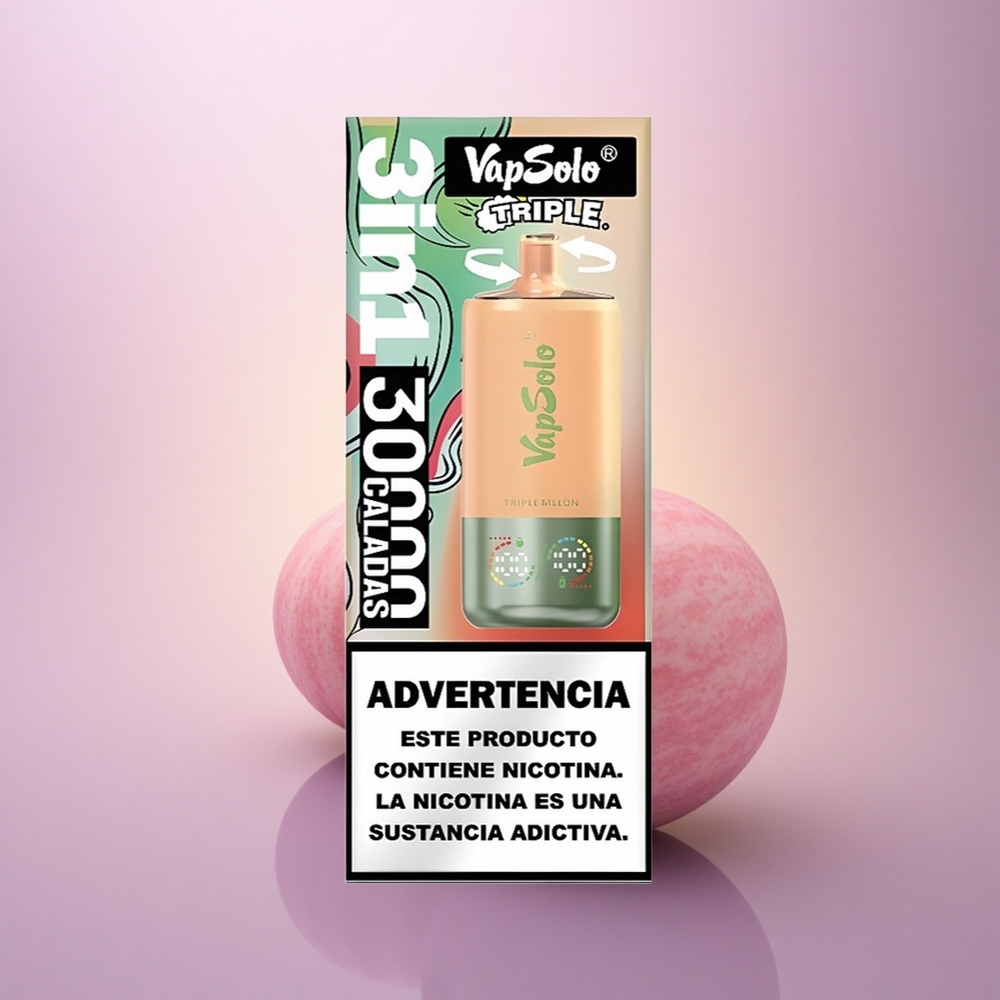 Vapsolo Triple 30000 Puffs Melón Triple con 40ml y Tipo-C
