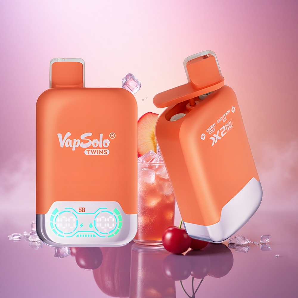 Vapsolo Twins 20000 Puffs Cola Cereza & Melocotón Jugoso Helado con 40ml de líquido y 20mg/ml de nicotina
