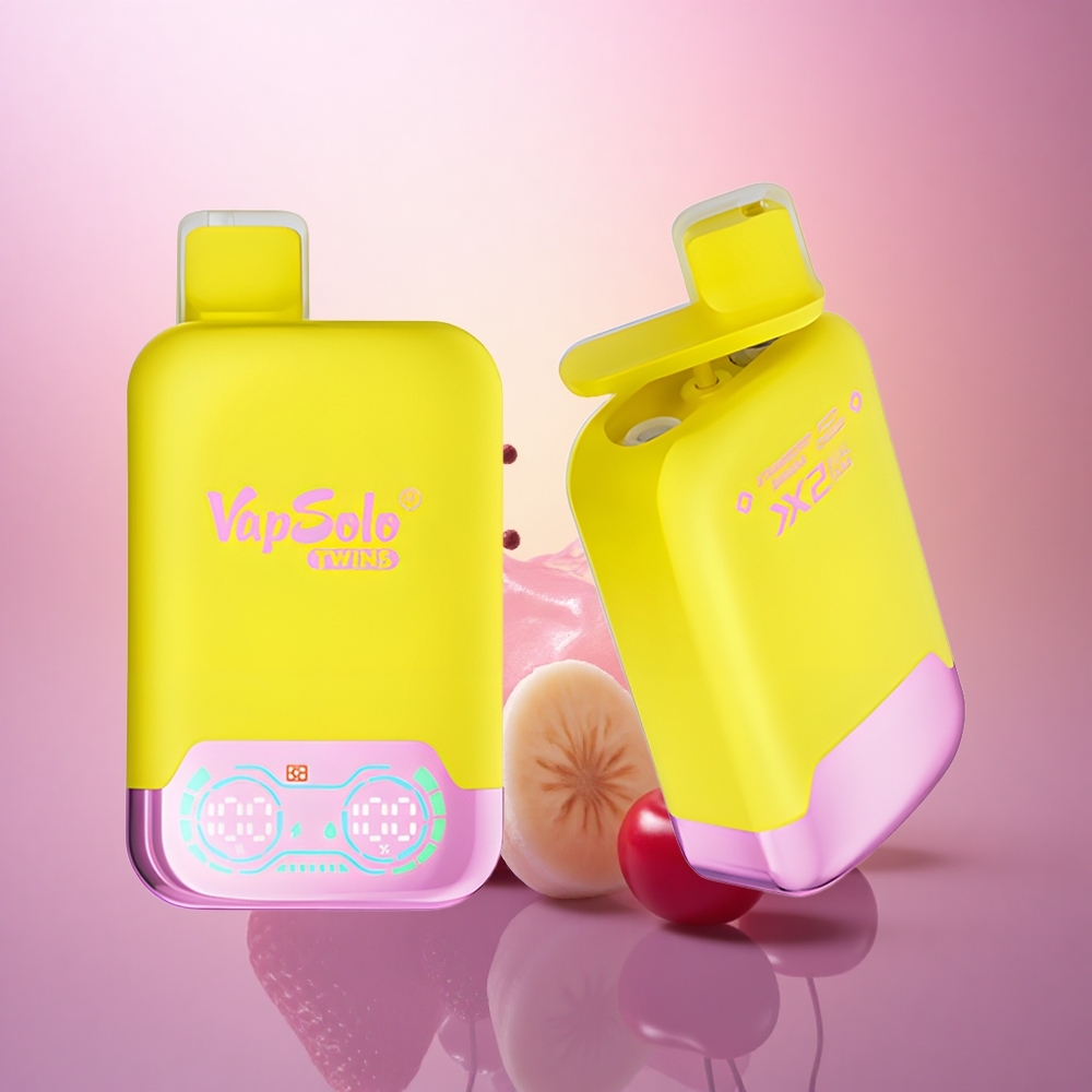 Vapsolo Twins 20000 Puffs Fresa Plátano & Cereza Burbujeante con 40 ml de Líquido y 20mg/ml de Nicotina