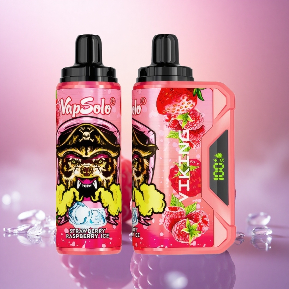 VapSolo VIKING 12000 Puffs Helado de Fresa y Frambuesa con 22ml y Nicotina 20mg/ml