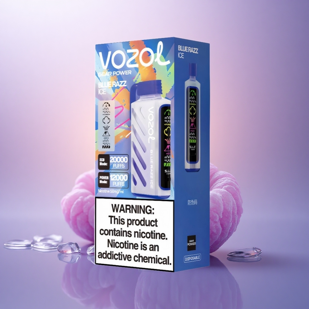 VOZOL Gear Power 20000 Puffs Azul Frambuesa Hielo con Dual Mesh Coil y 20mL