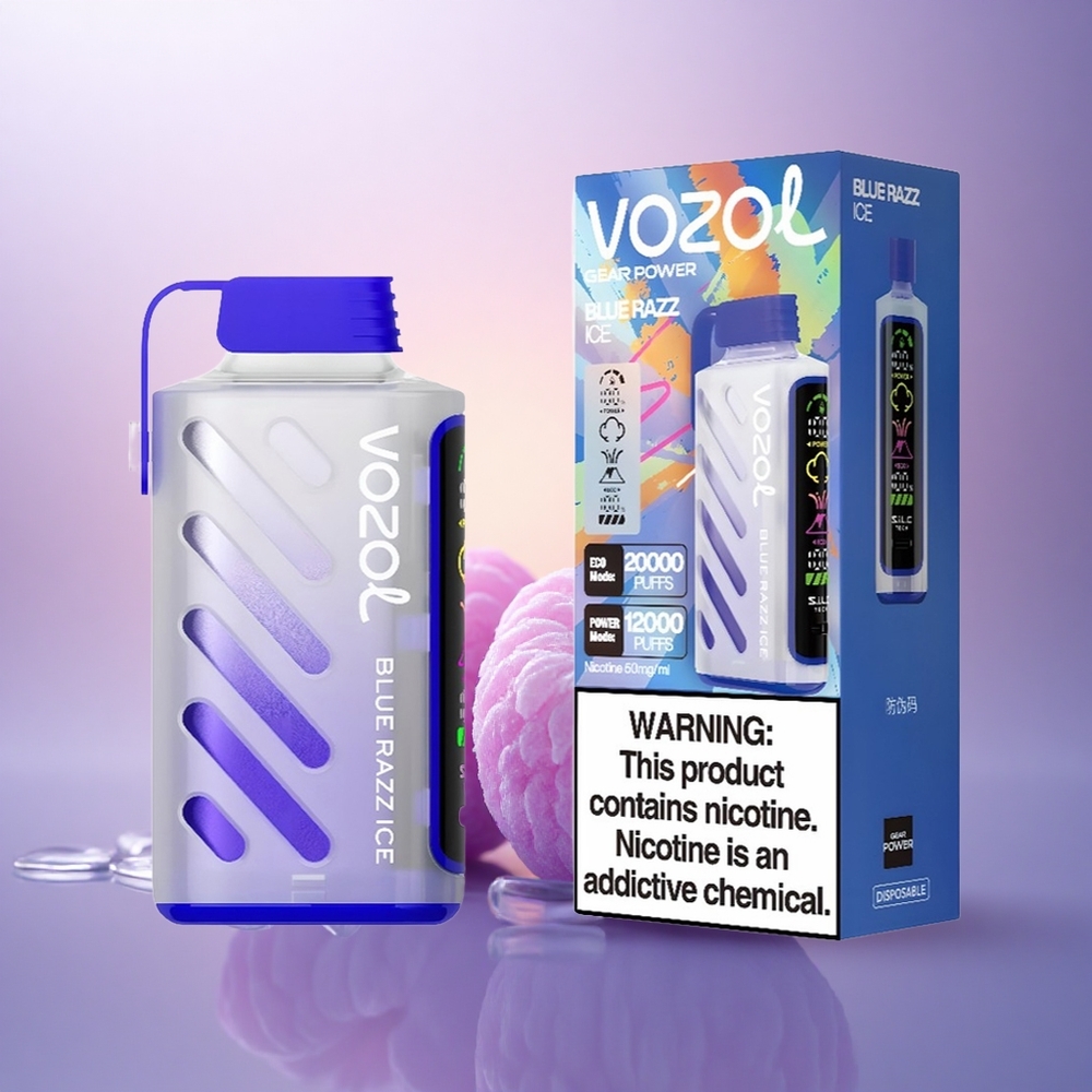 VOZOL Gear Power 20000 Puffs Azul Frambuesa Hielo con Dual Mesh Coil y 20mL