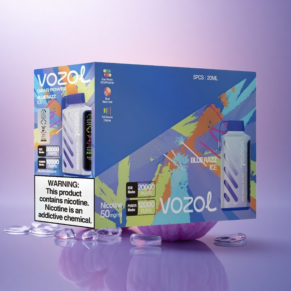 VOZOL Gear Power 20000 Puffs Azul Frambuesa Hielo con Dual Mesh Coil y 20mL