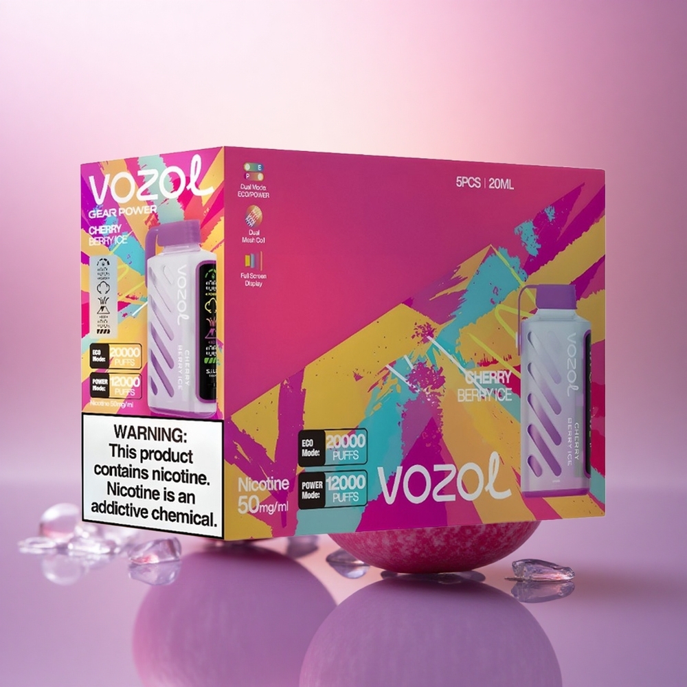 VOZOL Gear Power 20000 Puffs Cereza Baya Hielo con Dual Mesh y 20mL