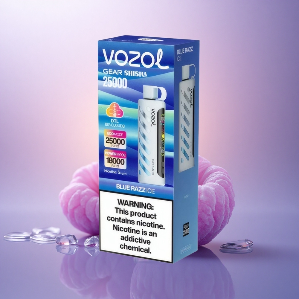 VOZOL Gear Shisha 25000 Puffs Azul Frambuesa Hielo con 5mg/ml de Nicotina y 1000mAh