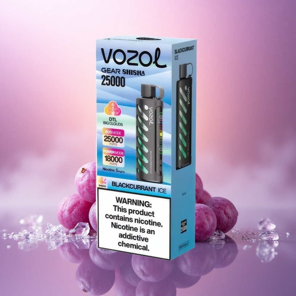 VOZOL Gear Shisha 25000 Puffs Helado de Grosella Negra con 5mg de Nicotina y 1000mAh