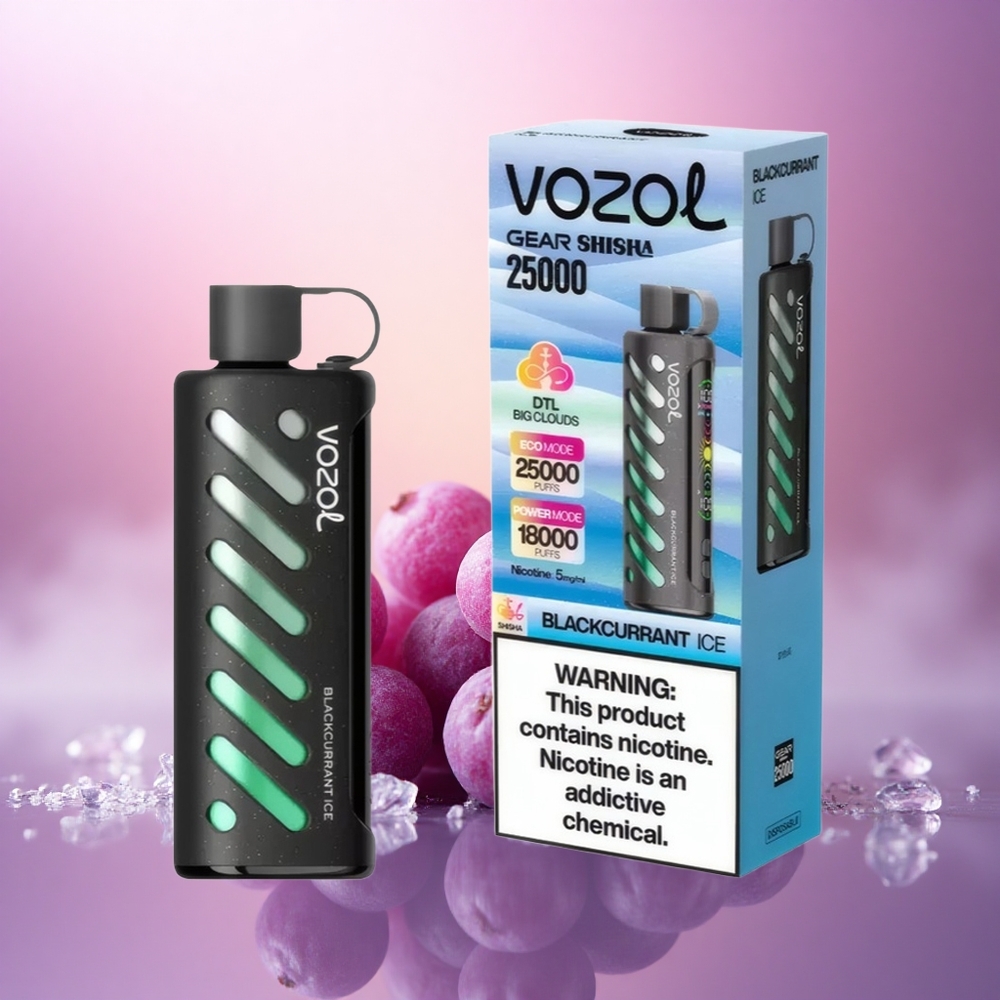 VOZOL Gear Shisha 25000 Puffs Helado de Grosella Negra con 5mg de Nicotina y 1000mAh
