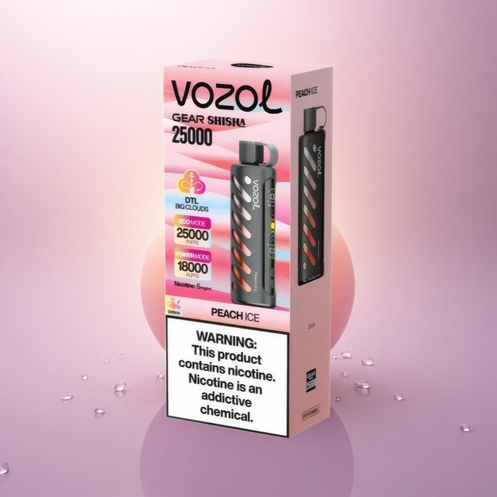 VOZOL Gear Shisha 25000 Puffs Melocotón Helado con 5mg/ml de nicotina y 1000mAh